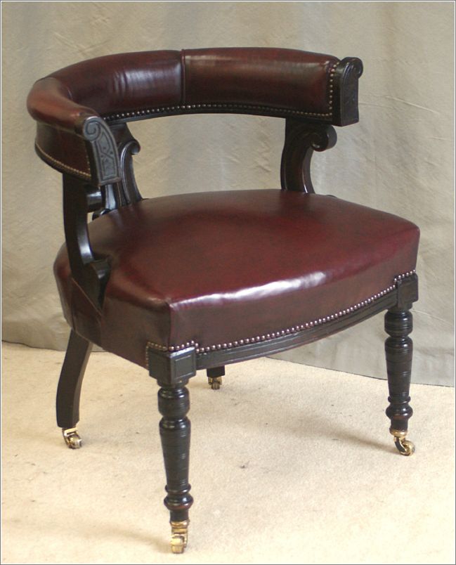 9052 Antique Victorian Leather Desk Chair (2)